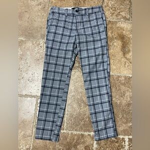Hollister Men's Black Blue White and Gray Plaid Pants